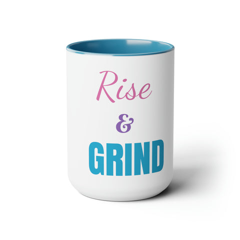 Rise & Grind Two-Tone Coffee Mugs, 15oz